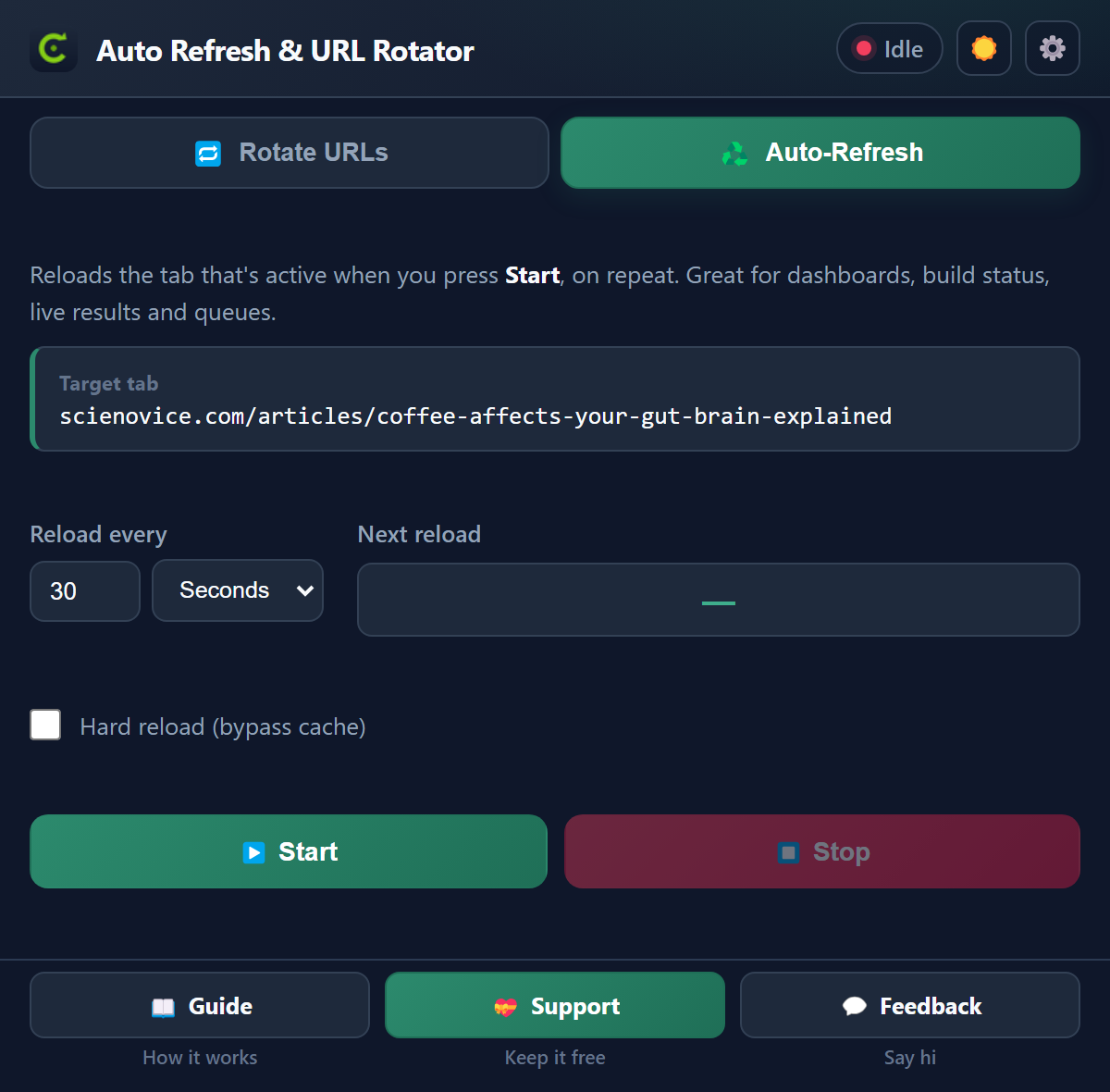 Auto-Refresh mode — reload one tab on a timer